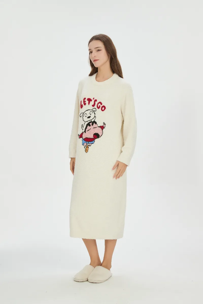 Baju Tidur Flanel Berwarna Beige untuk Wanita
