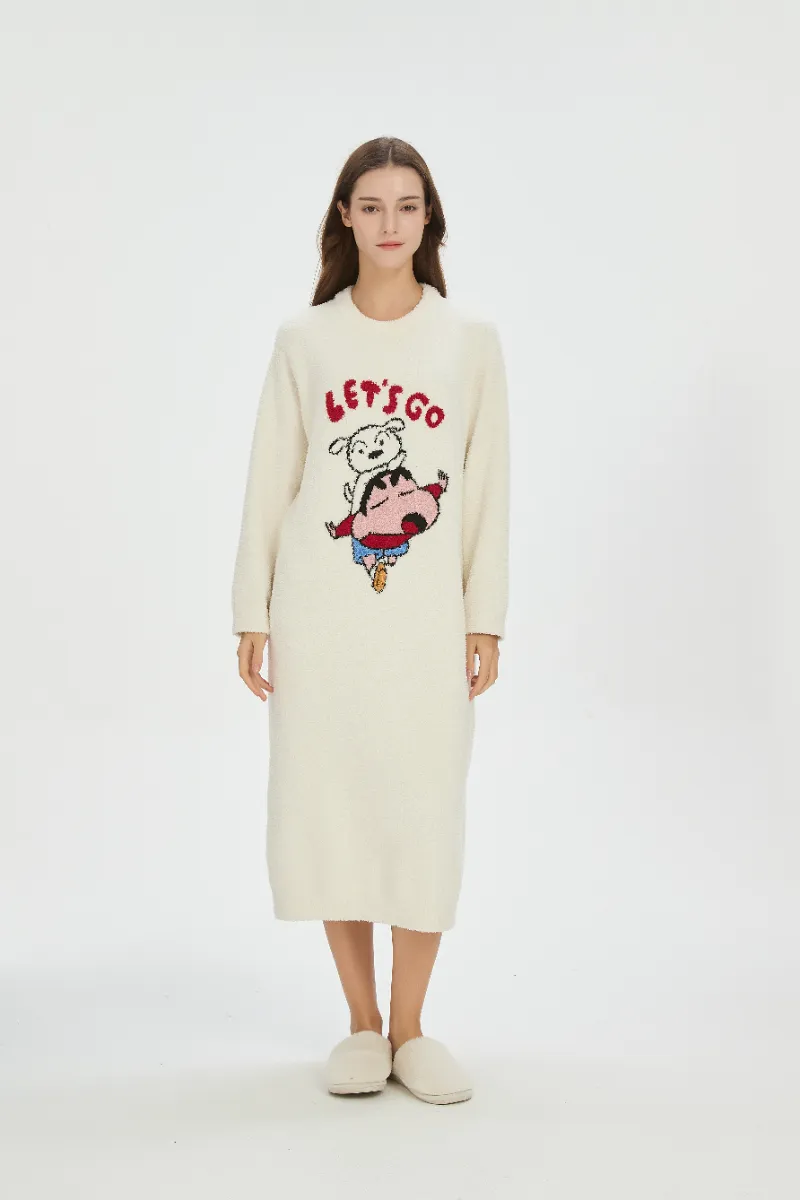 Baju Tidur Flanel Berwarna Beige untuk Wanita